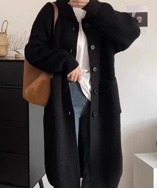 STYLEBLOCK（スタイルブロック）の「ロングニットカーディガン（カーディガン/ボレロ・レディース・ブラック/ブラウン系その他/ベージュ/グレー・FREE）」の2枚目の写真