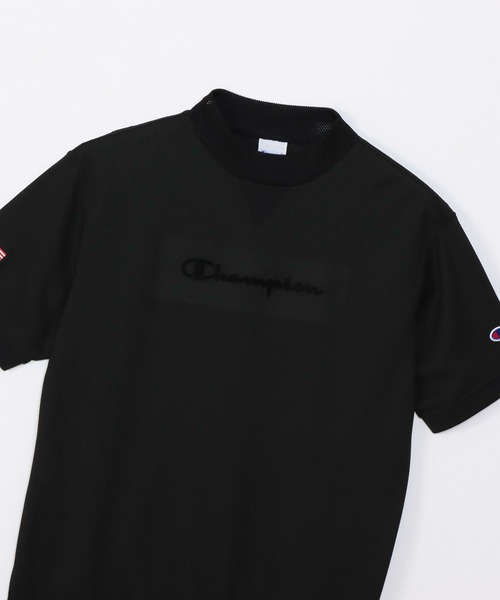 ビームスゴルフ✖️Champion モックネック半袖トレーナー　黒 Champion/チャンピオン】メンズ GOLF モックネックシャツ（T