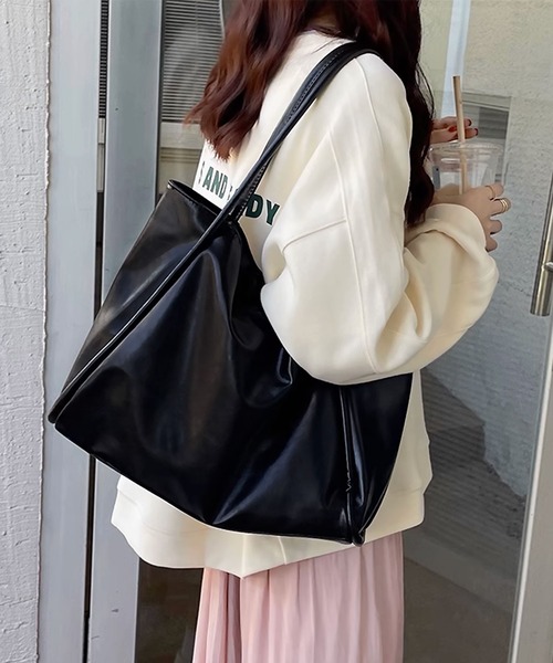 blackdia ocean(ブラックダイヤオーシャン)の「blackdia ocean フェイクレザー シンプルトートバッグ(トートバッグ・レディース・ホワイト/ブラック/ブラウン・FREE)」の5枚目の写真