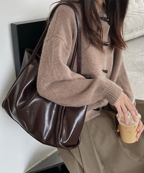 blackdia ocean(ブラックダイヤオーシャン)の「blackdia ocean フェイクレザー シンプルトートバッグ(トートバッグ・レディース・ホワイト/ブラック/ブラウン・FREE)」の7枚目の写真
