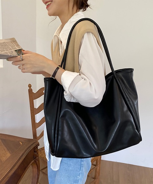 blackdia ocean(ブラックダイヤオーシャン)の「blackdia ocean フェイクレザー シンプルトートバッグ(トートバッグ・レディース・ホワイト/ブラック/ブラウン・FREE)」の15枚目の写真