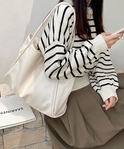 blackdia ocean(ブラックダイヤオーシャン)の「blackdia ocean フェイクレザー シンプルトートバッグ(トートバッグ・レディース・ホワイト/ブラック/ブラウン・FREE)」の11枚目の写真
