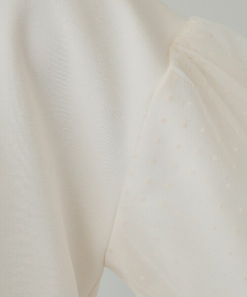 DRESKIP（ドレスキップ）の「【S-LL】お袖ドットチュール切り替えトップス（Tシャツ/カットソー・レディース・ブルー系その他/アイボリー/チャコールグレー・03/02/01/04）」の7枚目の写真