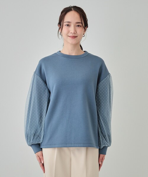 DRESKIP（ドレスキップ）の「【S-LL】お袖ドットチュール切り替えトップス（Tシャツ/カットソー・レディース・ブルー系その他/アイボリー/チャコールグレー・03/02/01/04）」の16枚目の写真