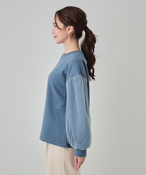 DRESKIP（ドレスキップ）の「【S-LL】お袖ドットチュール切り替えトップス（Tシャツ/カットソー・レディース・ブルー系その他/アイボリー/チャコールグレー・03/02/01/04）」の17枚目の写真