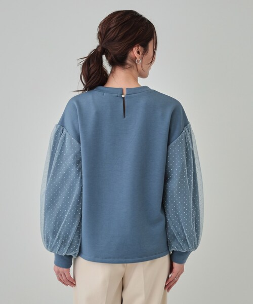 DRESKIP（ドレスキップ）の「【S-LL】お袖ドットチュール切り替えトップス（Tシャツ/カットソー・レディース・ブルー系その他/アイボリー/チャコールグレー・03/02/01/04）」の18枚目の写真