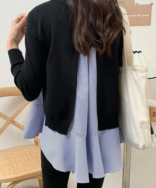 インナーブラウス付レイヤードニットトップ（Tシャツ/カットソー）｜CADBURY（キャドバリー）