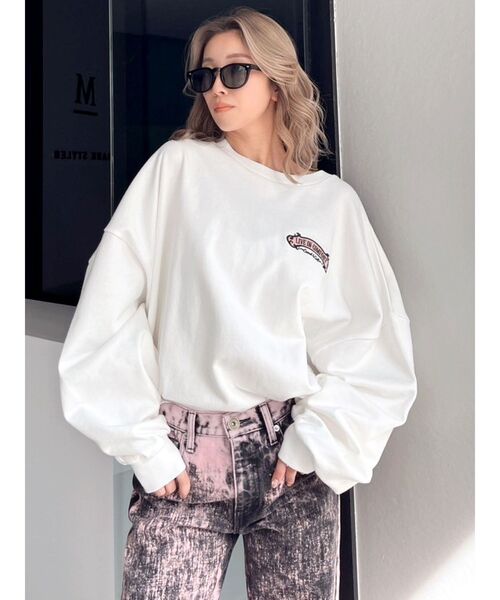 GYDA(ジェイダ)の「THE STATE OF CALIFドルマンスウェットトップス(スウェット・レディース・ネイビー/ピンク/グレー/オフホワイト・FREE)」の12枚目の写真