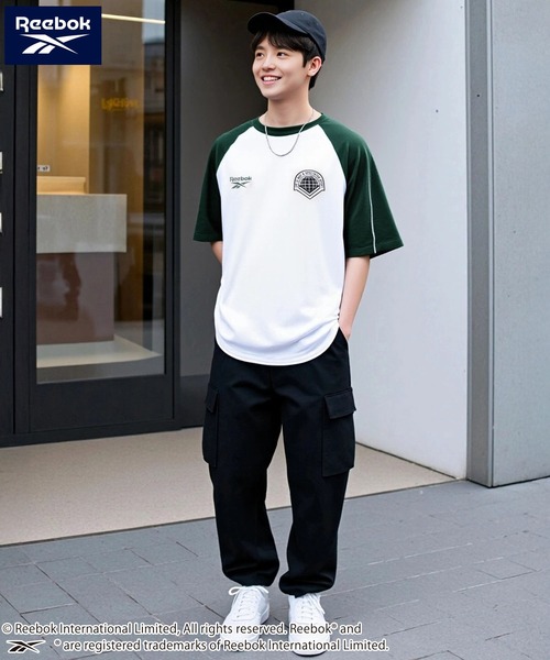 Reebok(リーボック)の「【EC別注】Reebok リーボック ブランド ロゴ ワンポイント 刺繍 ラグラン 半袖 Tシャツ(Tシャツ/カットソー・メンズ・ブラック/サックスブルー/ホワイト・M/LL/L)」の13枚目の写真