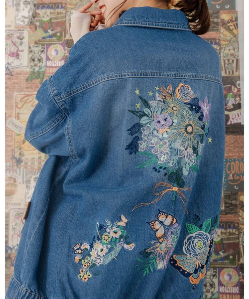 ScoLar（スカラー）の「151601：花蝶ブーケ刺繍 デニムジャケット