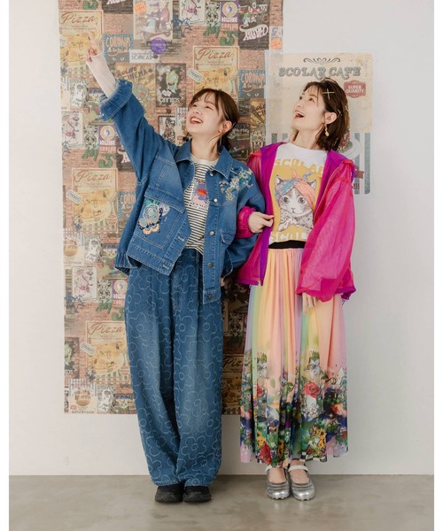 ScoLar（スカラー）の「151601：花蝶ブーケ刺繍 デニムジャケット