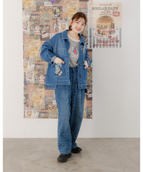 ScoLar（スカラー）の「151601：花蝶ブーケ刺繍 デニムジャケット