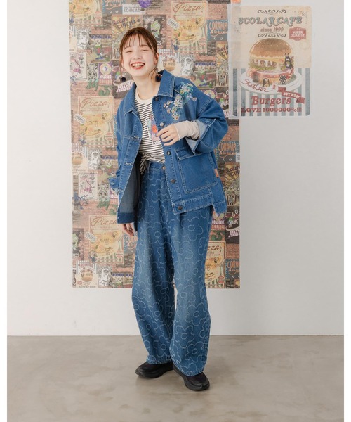 ScoLar（スカラー）の「151601：花蝶ブーケ刺繍 デニムジャケット