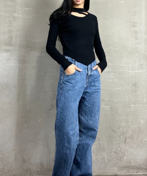tolene(トレネ)の「チョーカーデザイン Uネック ニットプルオーバー(ニット/セーター・レディース・ブラック/ホワイト・FREE)」の18枚目の写真