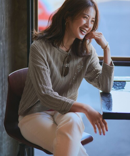 セール】【洗える】コットンギマ ストライプ ニット（ニット/セーター