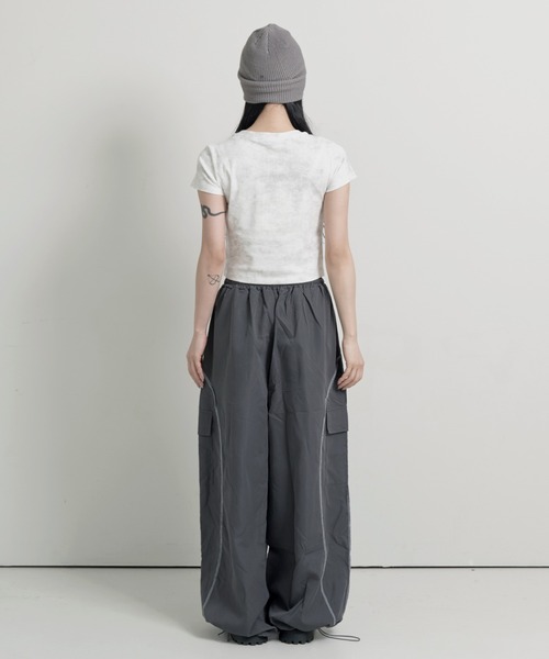 ウエストゴム＆裾ストリングでシルエット調節可能】【UNISEX