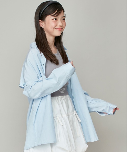 JENNI love(ジェニィラブ)の「肩あき2wayロング丈シャツ(シャツ/ブラウス・キッズ・サックスブルー/ピンク/イエロー・130cm/140cm/150cm/160cm)」の9枚目の写真