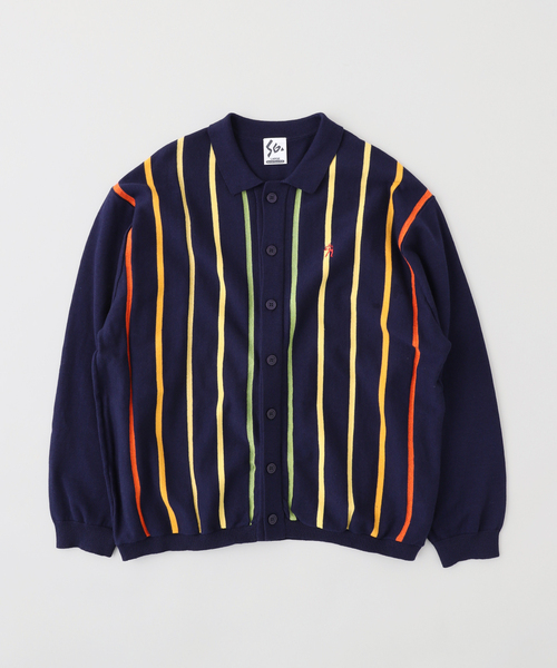PULP/417EDIFICE(パルプフォーワンセブンエディフィス)の「【SPECIAL GUEST / スペシャルゲスト】SG LINE KNIT CARDIGAN(カーディガン/ボレロ・メンズ・ネイビー/ブラウン・LARGE/MEDIUM)」の2枚目の写真