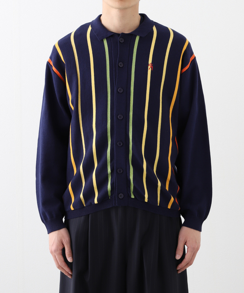 PULP/417EDIFICE(パルプフォーワンセブンエディフィス)の「【SPECIAL GUEST / スペシャルゲスト】SG LINE KNIT CARDIGAN(カーディガン/ボレロ・メンズ・ネイビー/ブラウン・LARGE/MEDIUM)」の6枚目の写真