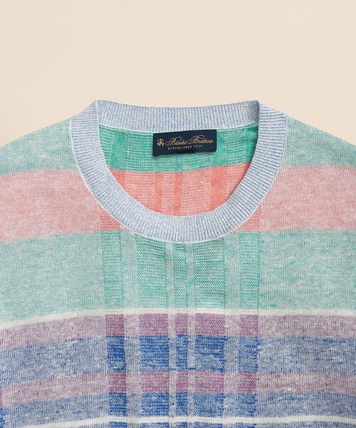 BROOKS BROTHERS(ブルックスブラザーズ)の「リネン マドラスチェック クルーネックセーター(ニット/セーター・メンズ・マルチ・LARGE/MEDIUM/SMALL)」の3枚目の写真