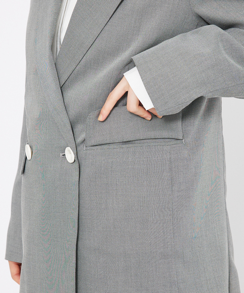 qualite(カリテ)の「シャークスキンダブルジャケット(テーラードジャケット・レディース・ピンクベージュ/グレー・38/36)」の18枚目の写真