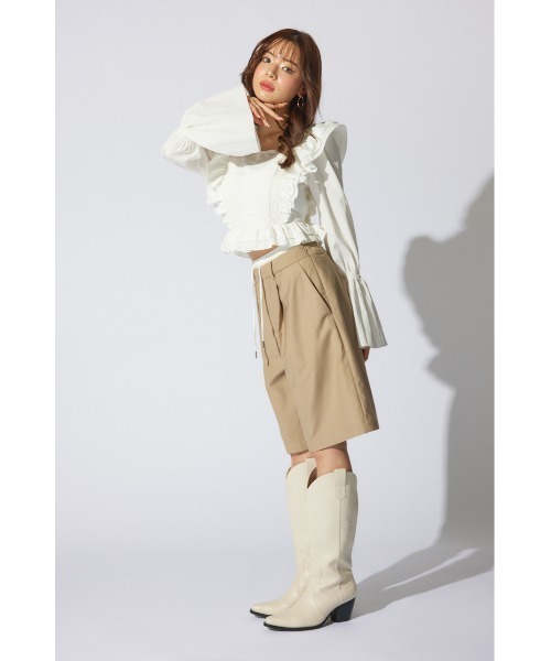 rienda(リエンダ)の「レースラインペプラムブラウス 春服(シャツ/ブラウス・レディース・イエロー/ホワイト/ブラック・SMALL/MEDIUM)」の6枚目の写真