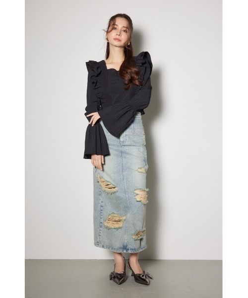 rienda(リエンダ)の「レースラインペプラムブラウス 春服(シャツ/ブラウス・レディース・イエロー/ホワイト/ブラック・SMALL/MEDIUM)」の12枚目の写真