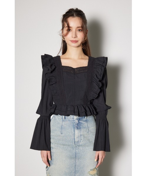 rienda(リエンダ)の「レースラインペプラムブラウス 春服(シャツ/ブラウス・レディース・イエロー/ホワイト/ブラック・SMALL/MEDIUM)」の15枚目の写真