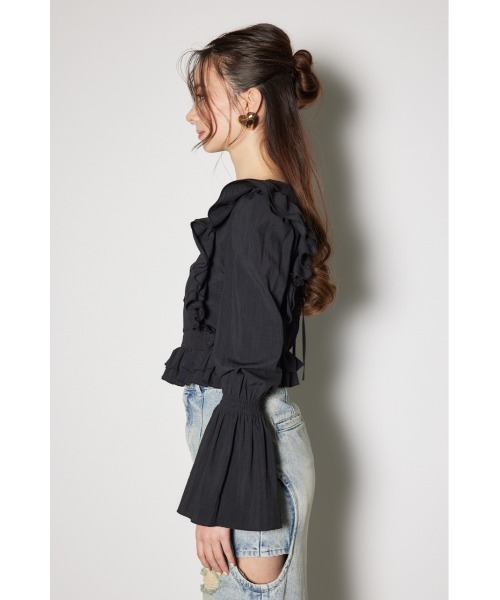 rienda(リエンダ)の「レースラインペプラムブラウス 春服(シャツ/ブラウス・レディース・イエロー/ホワイト/ブラック・SMALL/MEDIUM)」の16枚目の写真