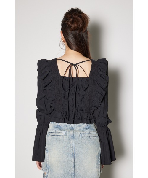 rienda(リエンダ)の「レースラインペプラムブラウス 春服(シャツ/ブラウス・レディース・イエロー/ホワイト/ブラック・SMALL/MEDIUM)」の17枚目の写真