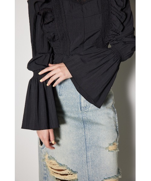 rienda(リエンダ)の「レースラインペプラムブラウス 春服(シャツ/ブラウス・レディース・イエロー/ホワイト/ブラック・SMALL/MEDIUM)」の22枚目の写真