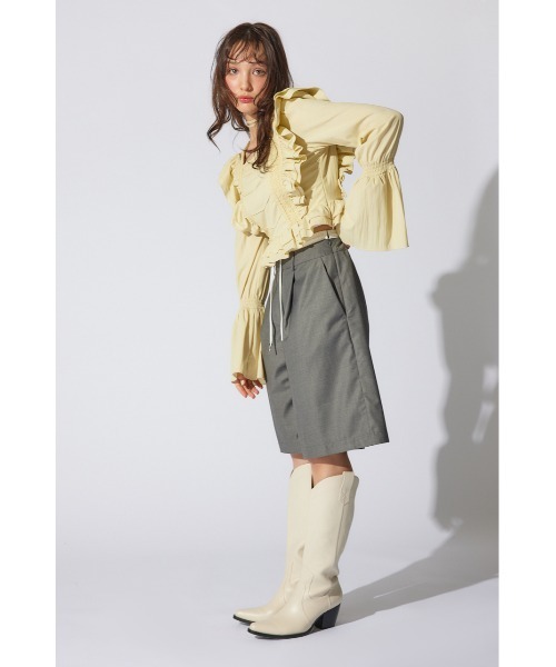 ブラウス シャツ レースラインペプラムブラウス 春服 レディース rienda ブラウス シャツ レースラインペプラムブラウス 春服