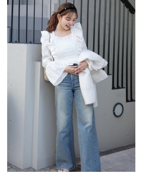 レースラインペプラムブラウス 春服（シャツ/ブラウス）｜rienda