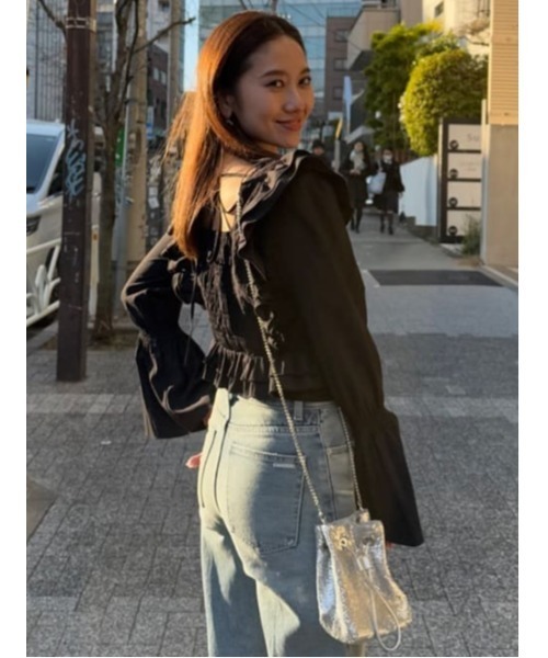 ブラウス シャツ レースラインペプラムブラウス 春服 レディース rienda ブラウス シャツ レースラインペプラムブラウス 春服