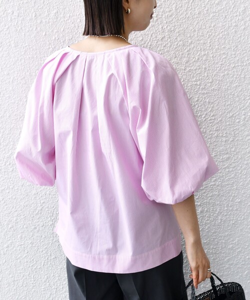 セール】〈手洗い可能〉ストライプ バルーン ブラウス（シャツ
