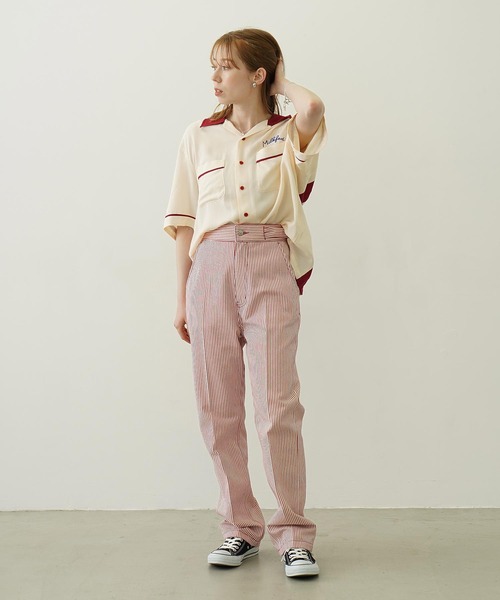 MILKFED.（ミルクフェド）の「CHERRIES BOWLING SHIRTS（シャツ/ブラウス・レディース・グリーン/ブラック/オフホワイト・ONE SIZE）」の5枚目の写真