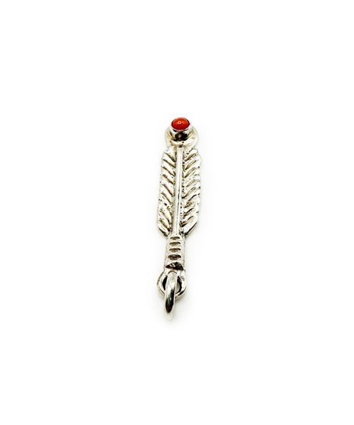 Indian Jewelry(インディアンジュエリー)の「フェザーデザインコーラルペンダントトップ Made in USA(チャーム・レディース・シルバー・FREE)」の4枚目の写真