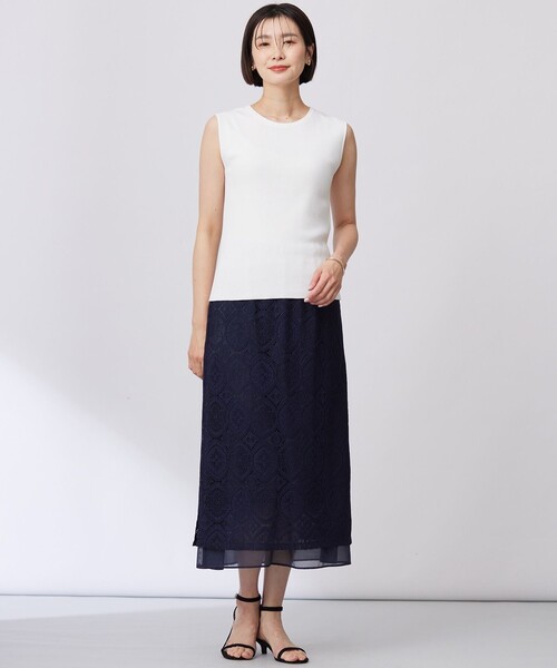 J.PRESS(ジェイプレス)の「【洗える】ジャカードレース ナロースカート(スカート・レディース・ネイビー系/ダルブルー系・7/9/11)」の6枚目の写真
