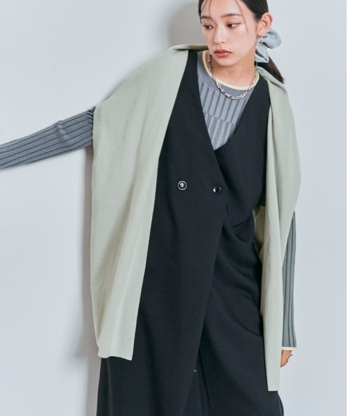 W:Huku(フーク)の「【冷房対策】ショールカラー コットンニット カーディガン(カーディガン/ボレロ・レディース・ブラック/チャコール/ライトグレー・FREE)」の4枚目の写真