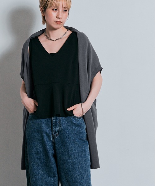 W:Huku(フーク)の「【冷房対策】ショールカラー コットンニット カーディガン(カーディガン/ボレロ・レディース・ブラック/チャコール/ライトグレー・FREE)」の16枚目の写真