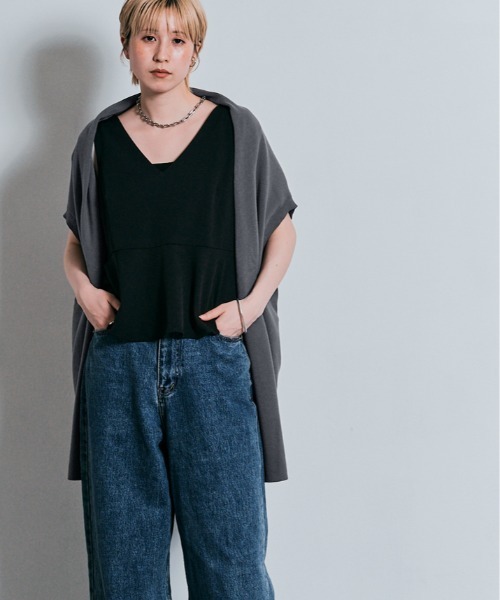 W:Huku(フーク)の「【冷房対策】ショールカラー コットンニット カーディガン(カーディガン/ボレロ・レディース・ブラック/チャコール/ライトグレー・FREE)」の18枚目の写真