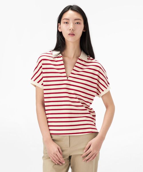 TOMMY HILFIGER(トミーヒルフィガー)の「リヨセルオープンネックリラックスポロ(ポロシャツ・レディース・ネイビー/レッド/ブルー・MEDIUM/SMALL/X-SMALL)」の2枚目の写真