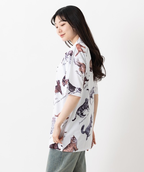 ABBEY MARKET(アビーマーケット)の「Purr Purr ルーズシルエット 猫総柄 とろみ 半袖シャツ(シャツ/ブラウス・レディース・その他1・MEDIUM)」の2枚目の写真