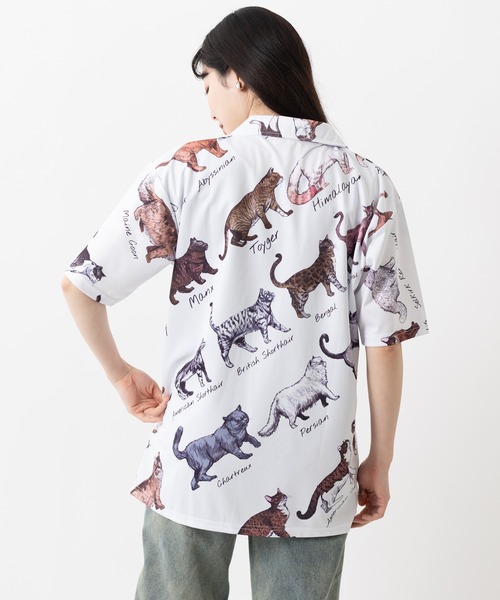 ABBEY MARKET(アビーマーケット)の「Purr Purr ルーズシルエット 猫総柄 とろみ 半袖シャツ(シャツ/ブラウス・レディース・その他1・MEDIUM)」の3枚目の写真