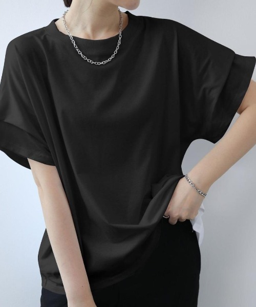 maison de LATIR(メゾンドラティール)の「タックスリーブ半袖カットソー(Tシャツ/カットソー・レディース・ブラウン/ホワイト/ネイビー/グレー/ブラック系その他/ブラック・ONESIZE)」の3枚目の写真
