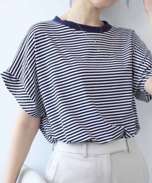 maison de LATIR(メゾンドラティール)の「タックスリーブ半袖カットソー(Tシャツ/カットソー・レディース・ブラウン/ホワイト/ネイビー/グレー/ブラック系その他/ブラック・ONESIZE)」の6枚目の写真
