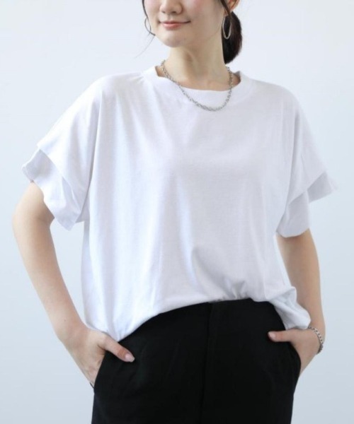 maison de LATIR(メゾンドラティール)の「タックスリーブ半袖カットソー(Tシャツ/カットソー・レディース・ブラウン/ホワイト/ネイビー/グレー/ブラック系その他/ブラック・ONESIZE)」の12枚目の写真