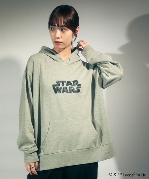 STAR WARS(スターウォーズ)の「STAR WARS/イントロプリントスウェットパーカー(パーカー・レディース・杢グレー・FREE)」の7枚目の写真