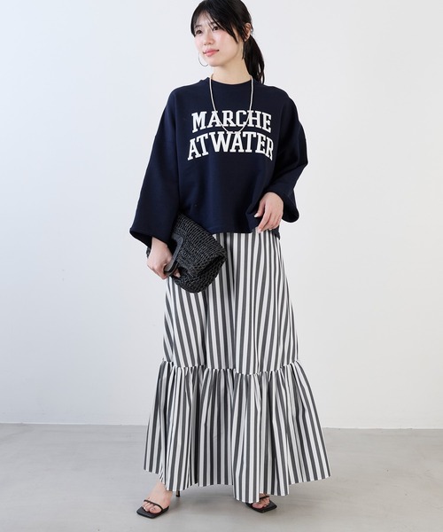 MICA&DEAL（マイカ＆ディール）の「ストライプマキシティアードスカート（スカート・レディース・ブラック・FREE）」の8枚目の写真