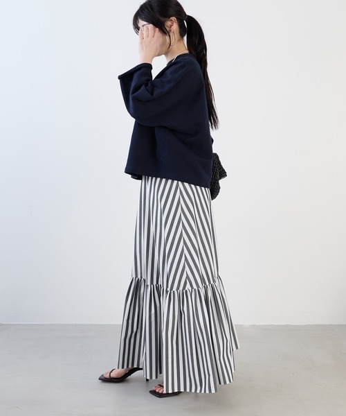 MICA&DEAL（マイカ＆ディール）の「ストライプマキシティアードスカート（スカート・レディース・ブラック・FREE）」の13枚目の写真
